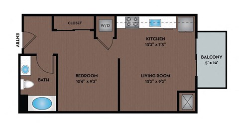 a floor plan of a small apartment with a bedroom and a living room
